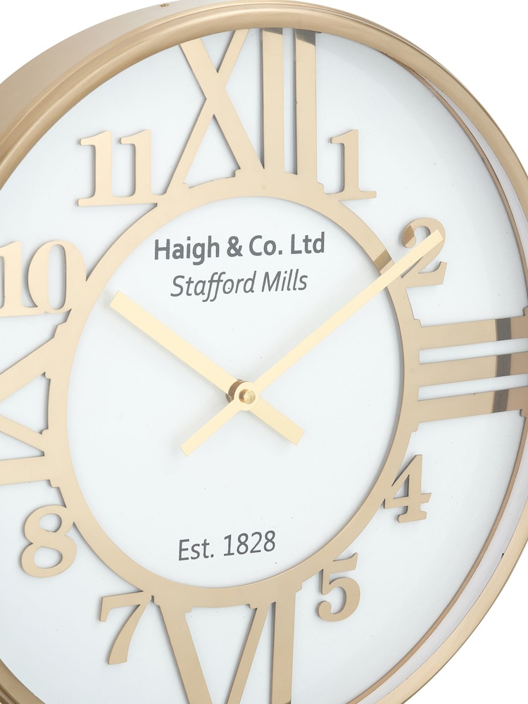 Pacific Gold and White Metal Round Wall Clock - Image 2 of 5