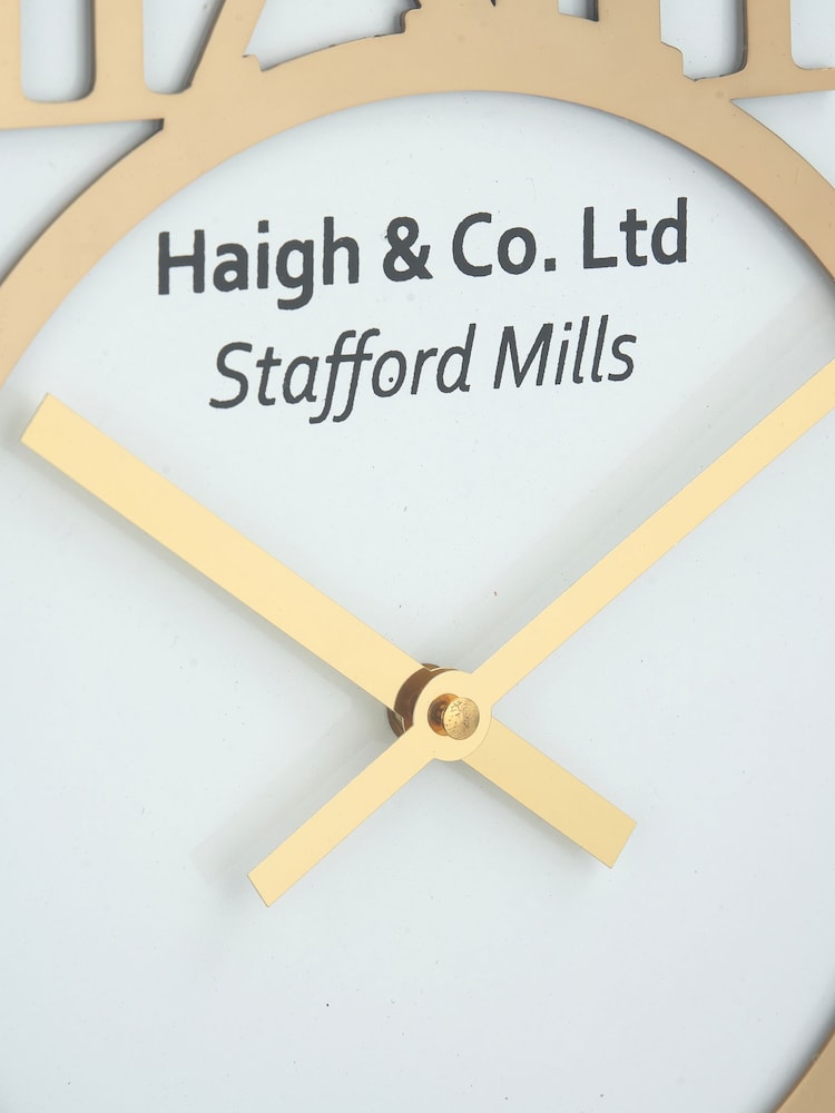 Pacific Gold and White Metal Round Wall Clock - Image 5 of 5