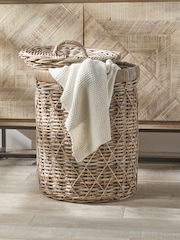 Pacific Natural Rattan Round Linen Basket - Image 1 of 7