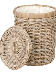 Pacific Natural Rattan Round Linen Basket - Image 2 of 7