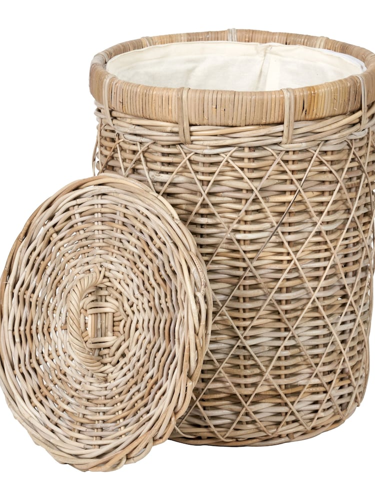 Pacific Natural Rattan Round Linen Basket - Image 2 of 7