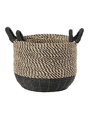 Pacific Black Seagrass Round Handled Storage Baskets Set of 2 - Image 3 of 6