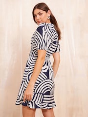 Friends Like These Blue Short Sleeve Mini Shirt Dress - Image 4 of 4
