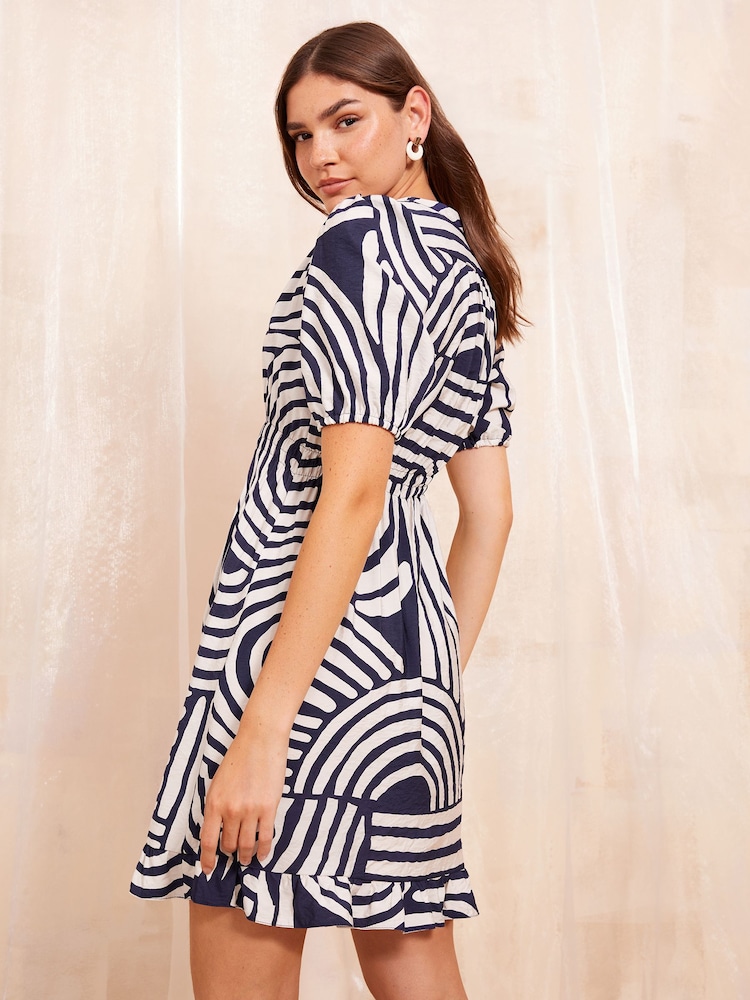 Friends Like These Blue Short Sleeve Mini Shirt Dress - Image 4 of 4