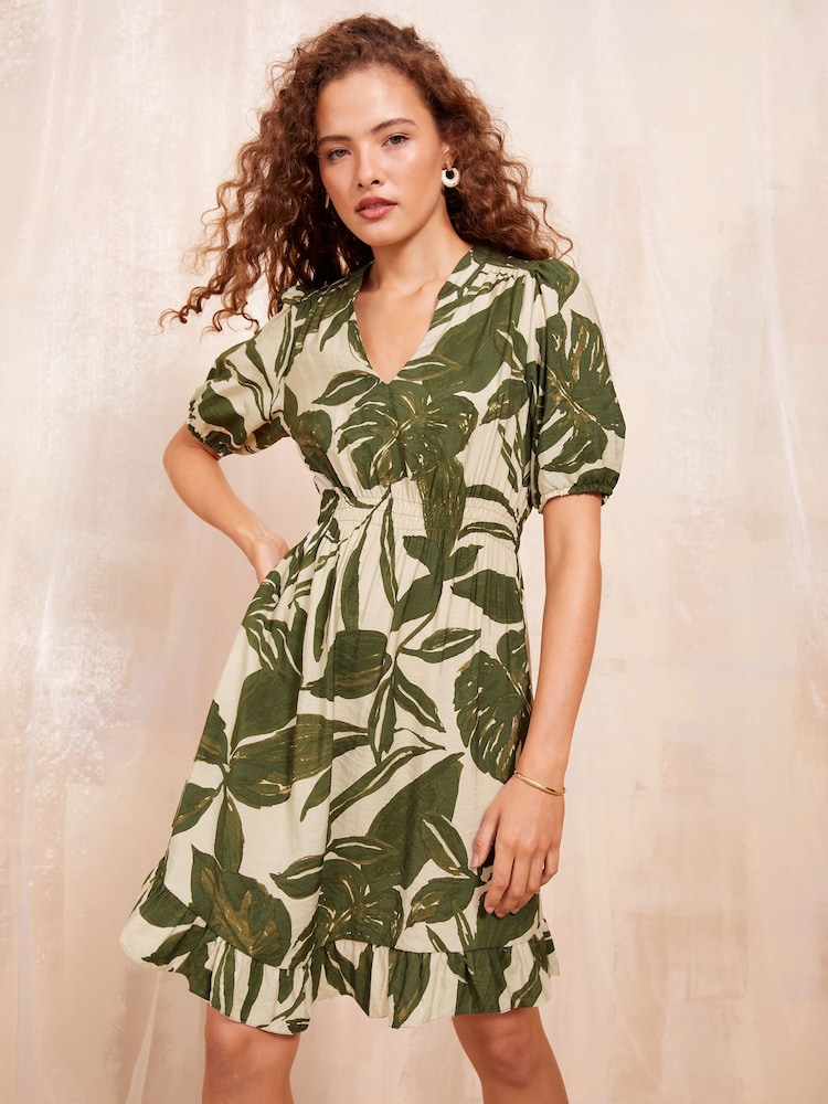 Friends Like These Green Short Sleeve Mini Shirt Dress - Image 1 of 4