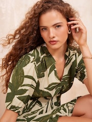 Friends Like These Green Short Sleeve Mini Shirt Dress - Image 3 of 4