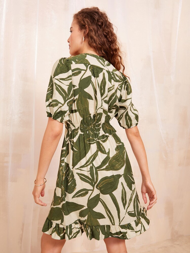 Friends Like These Green Short Sleeve Mini Shirt Dress - Image 4 of 4