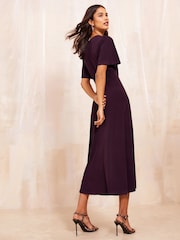 Friends Like These Purple ITY Flutter Short Sleeve Midi Dress - Image 3 of 4