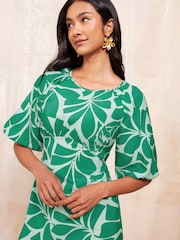 Friends Like These Green Puff Sleeve Empire Bust Midi Dress - Image 2 of 4