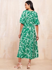 Friends Like These Green Puff Sleeve Empire Bust Midi Dress - Image 4 of 4