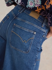White Stuff Dark Denim Tia Wide Leg Crop Jeans - Image 4 of 6