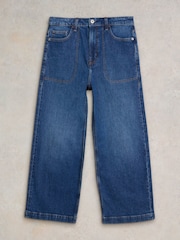 White Stuff Dark Denim Tia Wide Leg Crop Jeans - Image 5 of 6