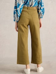 White Stuff Khaki Green Tia Wide Leg Crop Jeans - Image 2 of 6
