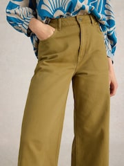 White Stuff Khaki Green Tia Wide Leg Crop Jeans - Image 4 of 6