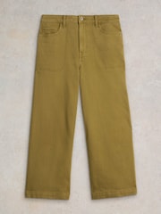 White Stuff Khaki Green Tia Wide Leg Crop Jeans - Image 5 of 6