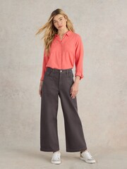 White Stuff Purple Tia Wide Leg Crop Jeans - Image 1 of 6