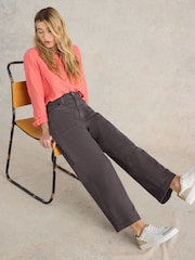 White Stuff Purple Tia Wide Leg Crop Jeans - Image 3 of 6