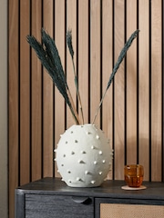 Pacific White Metal Vase with Bobbles - Image 1 of 4