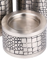 Pacific Antique Silver Croc Print Metal Candle Holder Set of 3 - Image 2 of 5