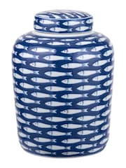 Pacific Blue Schoal Ceramic Fish Detail Lidded Ginger Jar - Image 2 of 5