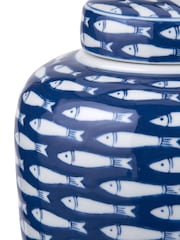 Pacific Blue Schoal Ceramic Fish Detail Lidded Ginger Jar - Image 3 of 5