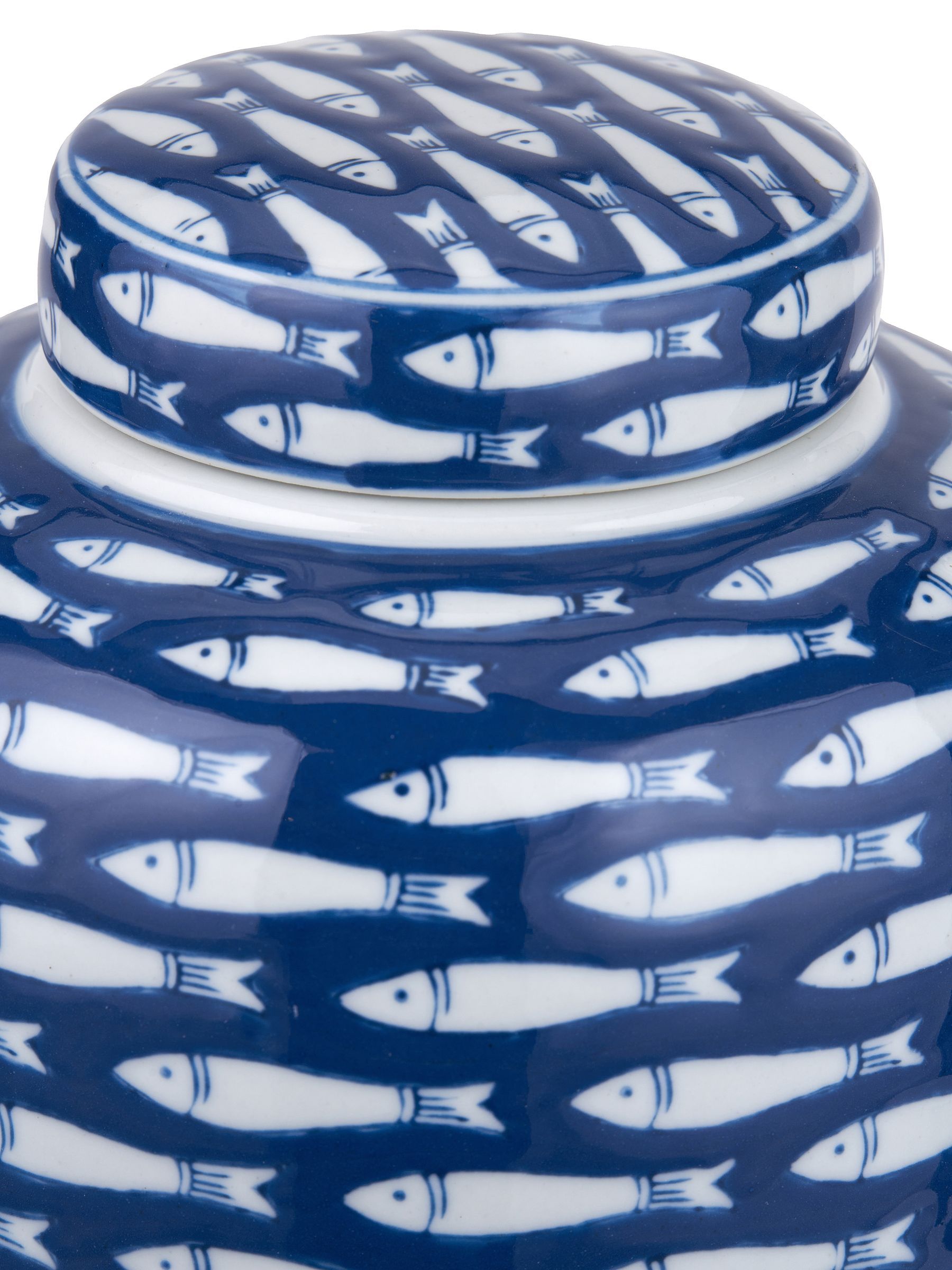 Buy Pacific Blue Schoal Ceramic Fish Detail Lidded Ginger Jar from the ...