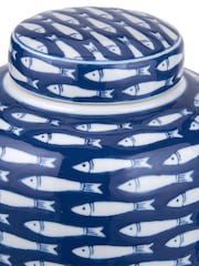 Pacific Blue Schoal Ceramic Fish Detail Lidded Ginger Jar - Image 4 of 5