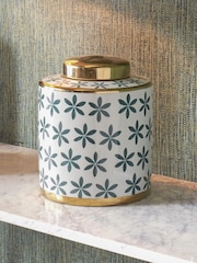 Pacific Green Thea Gold Leaf Ceramic Lidded Ginger Jar - Image 1 of 5