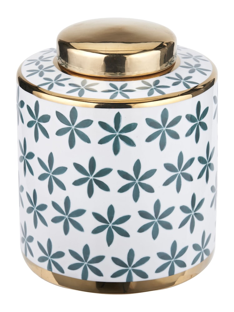 Pacific Green Thea Gold Leaf Ceramic Lidded Ginger Jar - Image 2 of 5