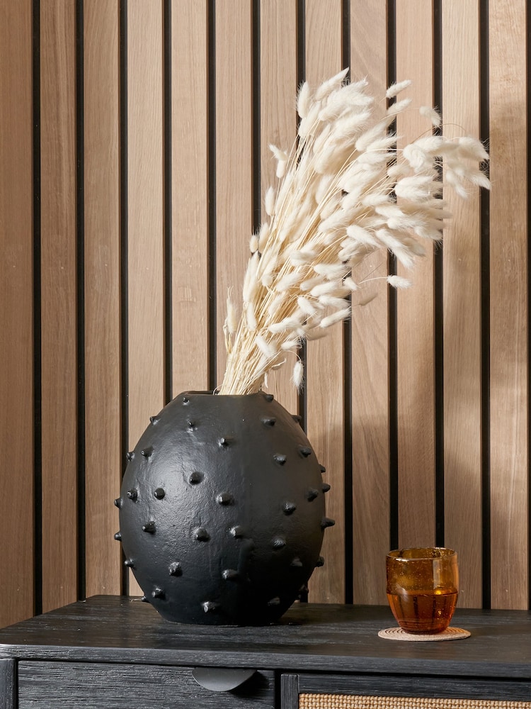 Pacific Black Metal Vase with Bobbles - Image 1 of 4
