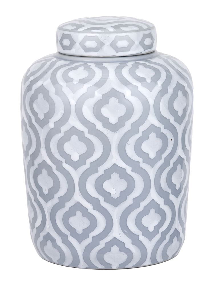 Pacific Grey Celia Ceramic Geo Lidded Ginger Jar - Image 2 of 6