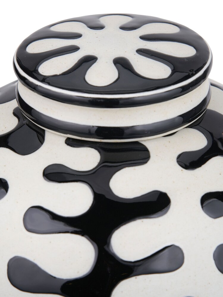Pacific Black Elkorn Ceramic Coral Design Lidded Ginger Jar - Image 2 of 4