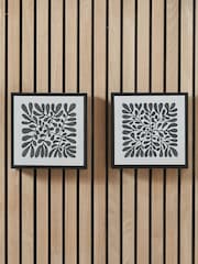 Pacific Black and White Leaf Print Square Canvases with Frames Set of 2 - Image 1 of 5