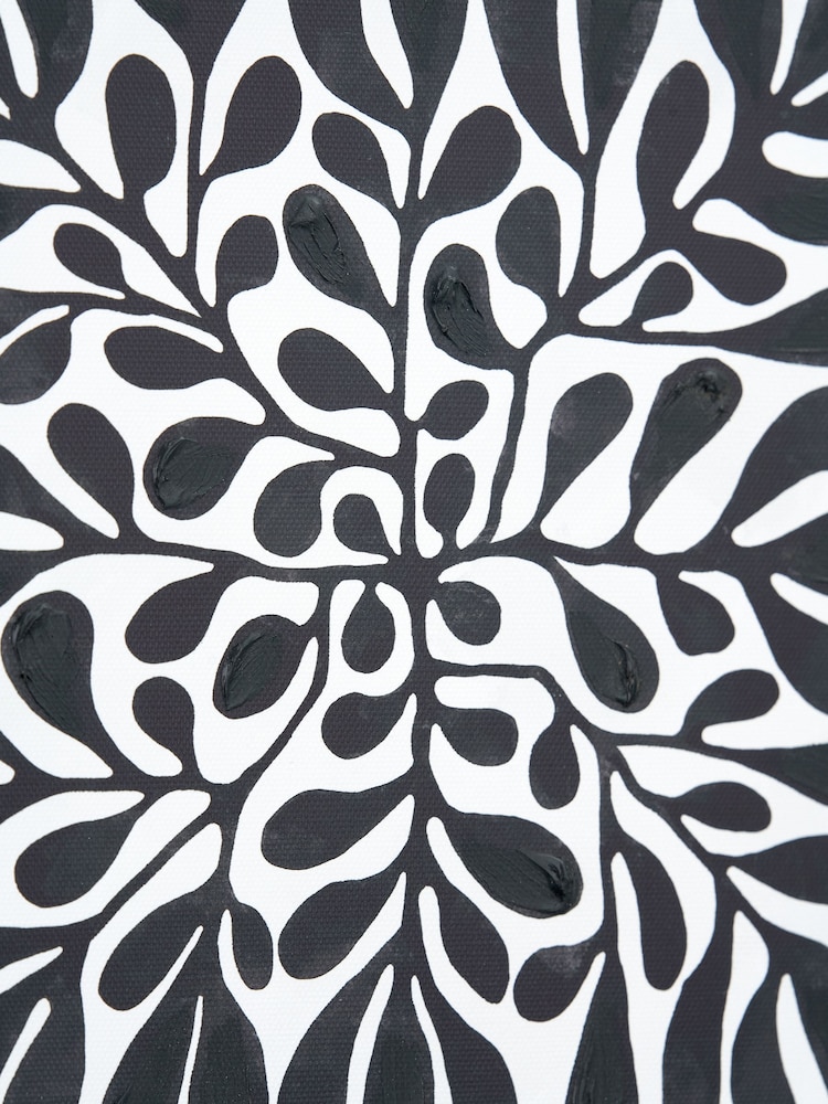 Pacific Black and White Leaf Print Square Canvases with Frames Set of 2 - Image 5 of 5