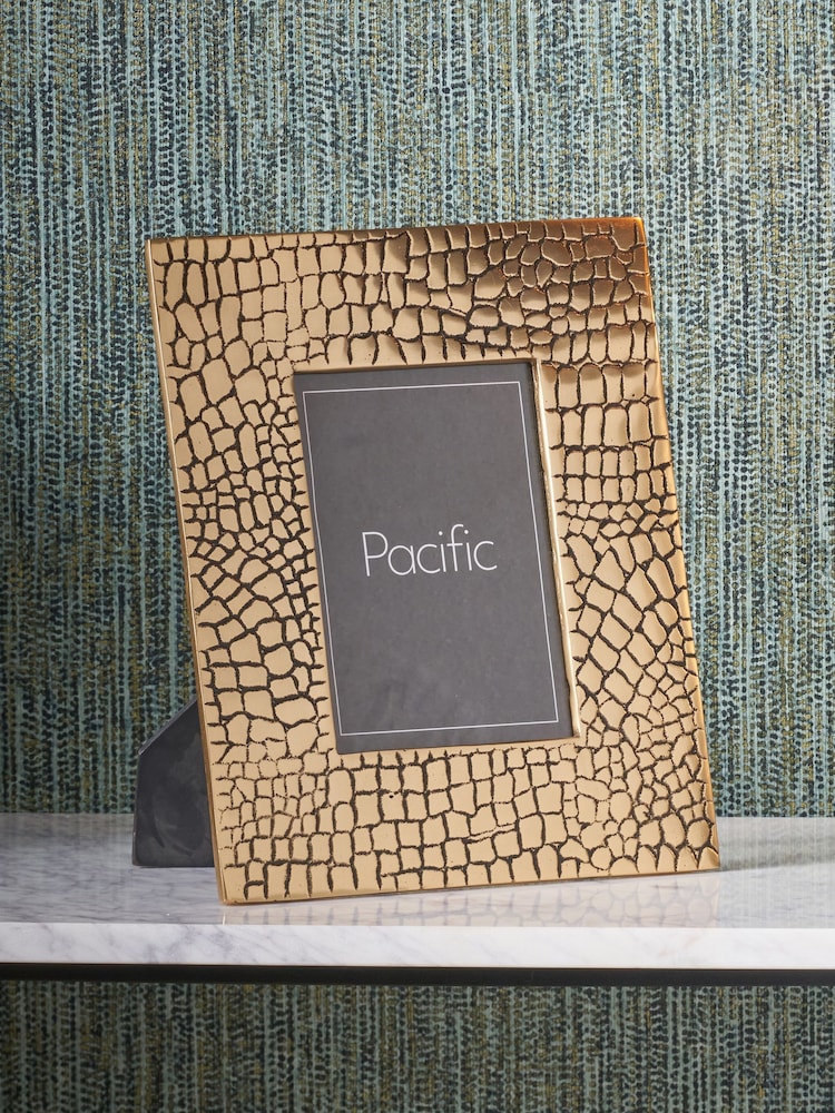 Pacific Antique Brass Metal Croc Print 5 x 7" Photo Frame - Image 1 of 4