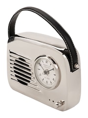Pacific Silver Metal Retro Radio Style Table Clock - Image 2 of 7
