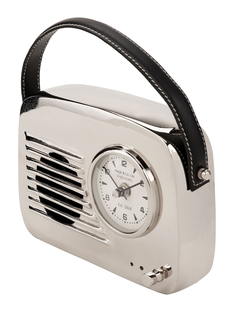 Pacific Silver Metal Retro Radio Style Table Clock - Image 2 of 7 Pacific Silver Metal Retro Radio Style Table Clock - Image 2 of 7