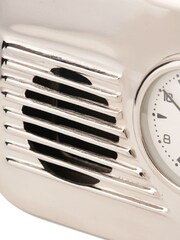 Pacific Silver Metal Retro Radio Style Table Clock - Image 5 of 7
