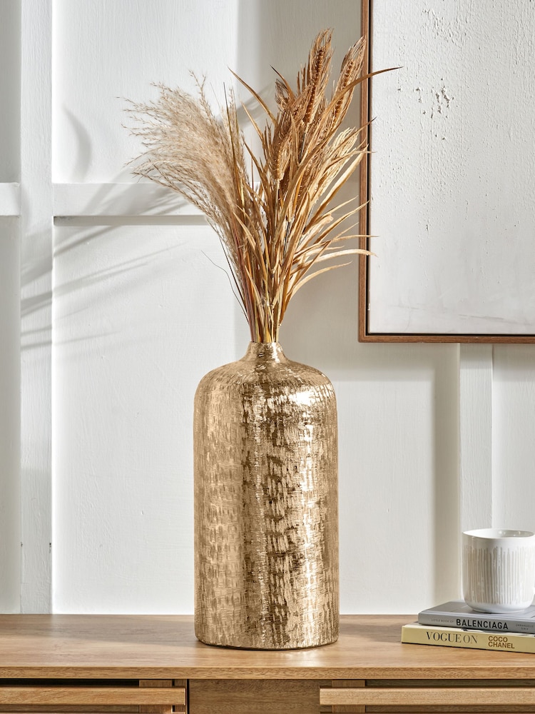 Pacific Gold Metal Hammered Tall Vase - Image 1 of 5