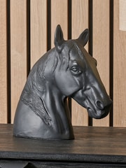Pacific Black Metal Horse Head Ornament - Image 1 of 6