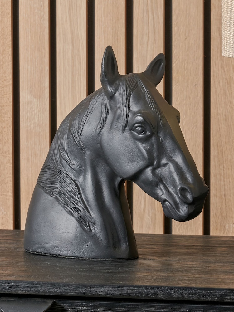Pacific Black Metal Horse Head Ornament - Image 1 of 6