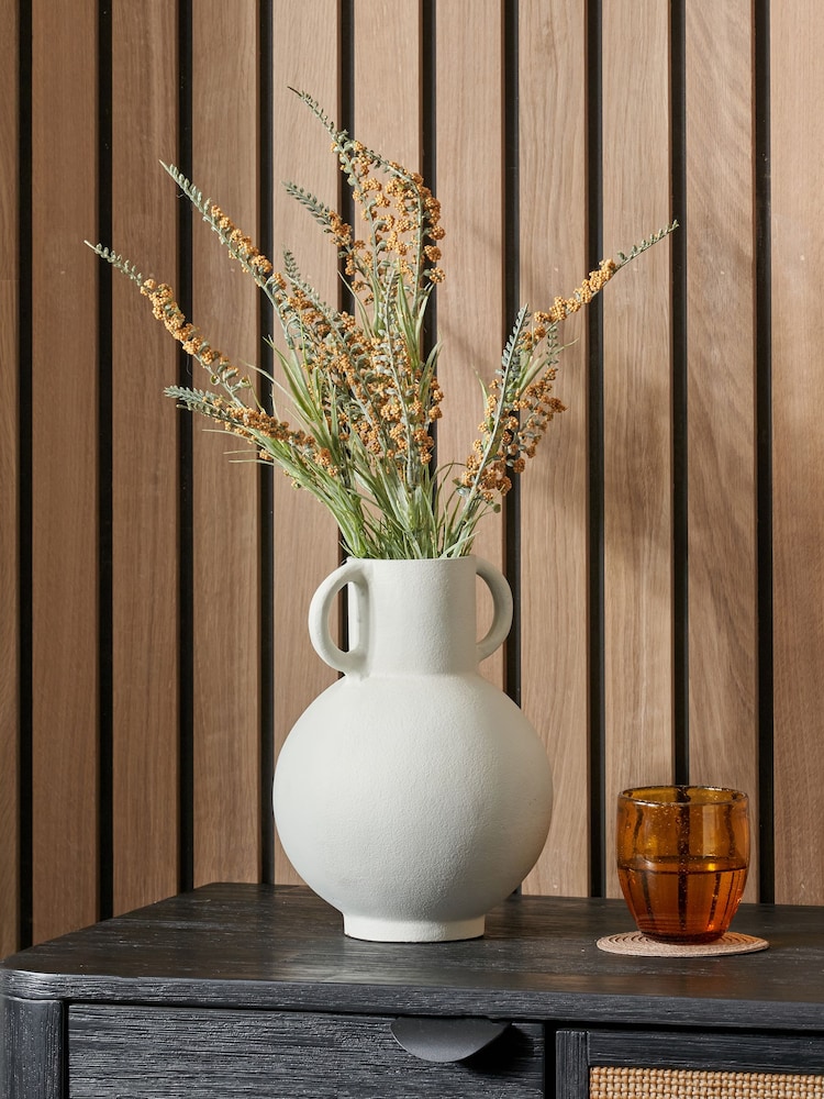 Pacific White Metal Vase with Handles - Image 1 of 6