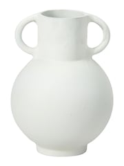 Pacific White Metal Vase with Handles - Image 2 of 6