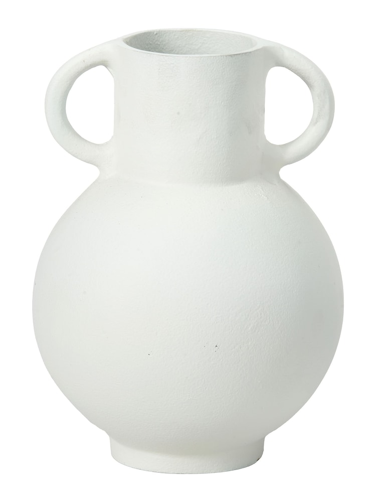 Pacific White Metal Vase with Handles - Image 2 of 6