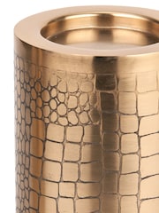 Pacific Antique Brass Croc Print Metal Candle Holder Set of 3 - Image 3 of 4
