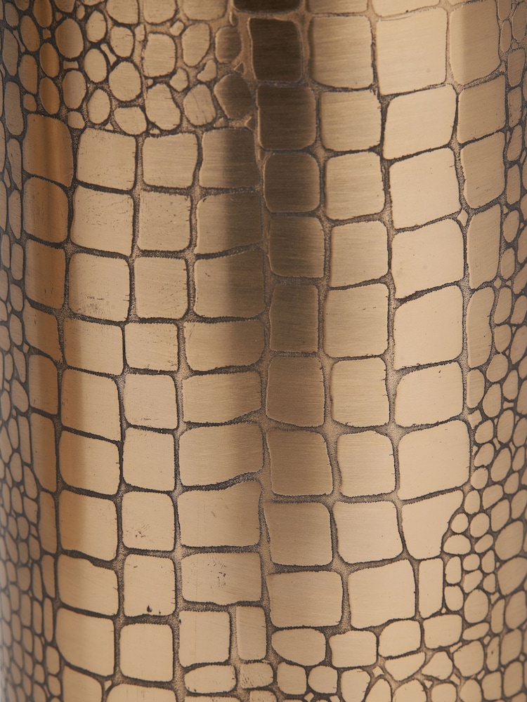 Pacific Antique Brass Croc Print Metal Candle Holder Set of 3 - Image 4 of 4