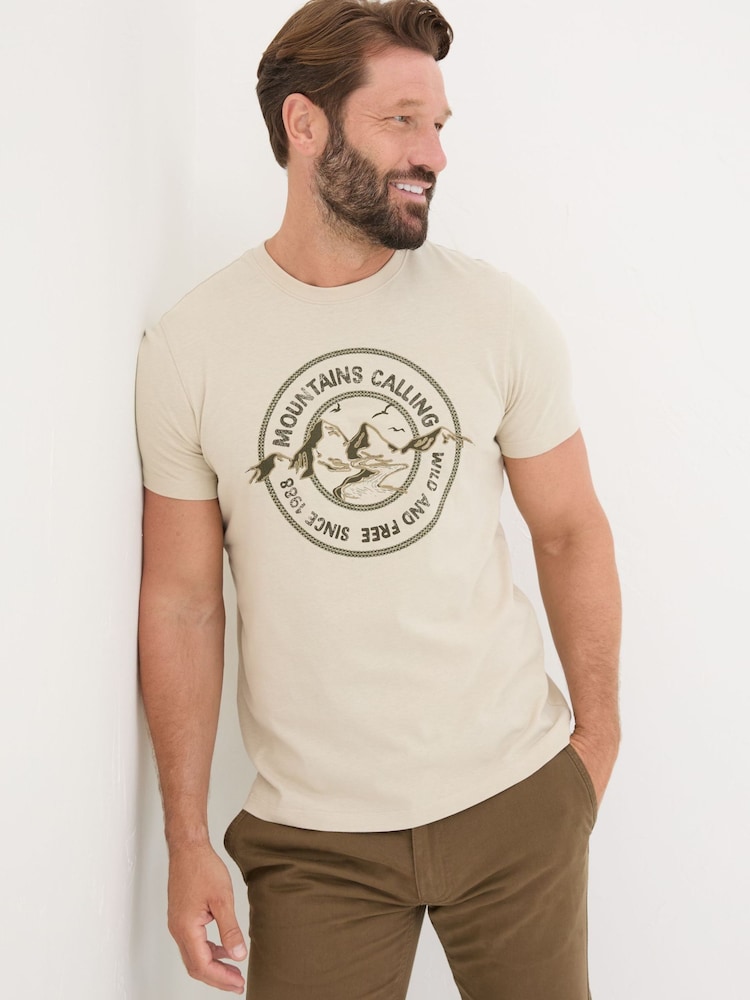 FatFace Natural Mountains Calling T-Shirt - Image 1 of 5