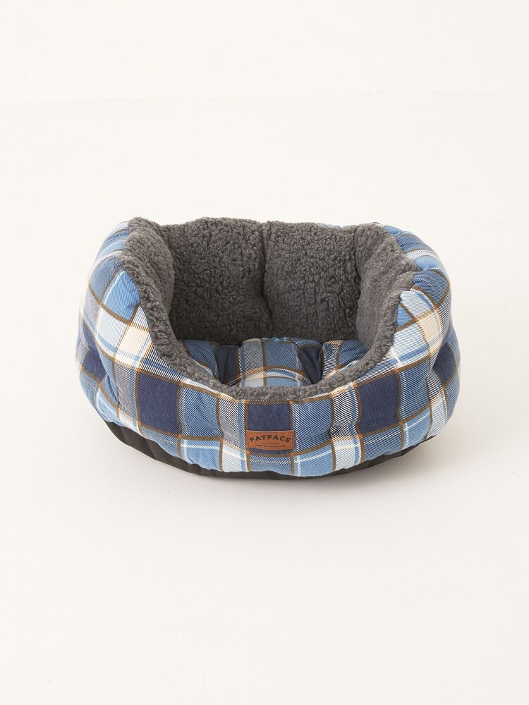 FatFace Blue 61cm Check Pet Bed - Image 1 of 1