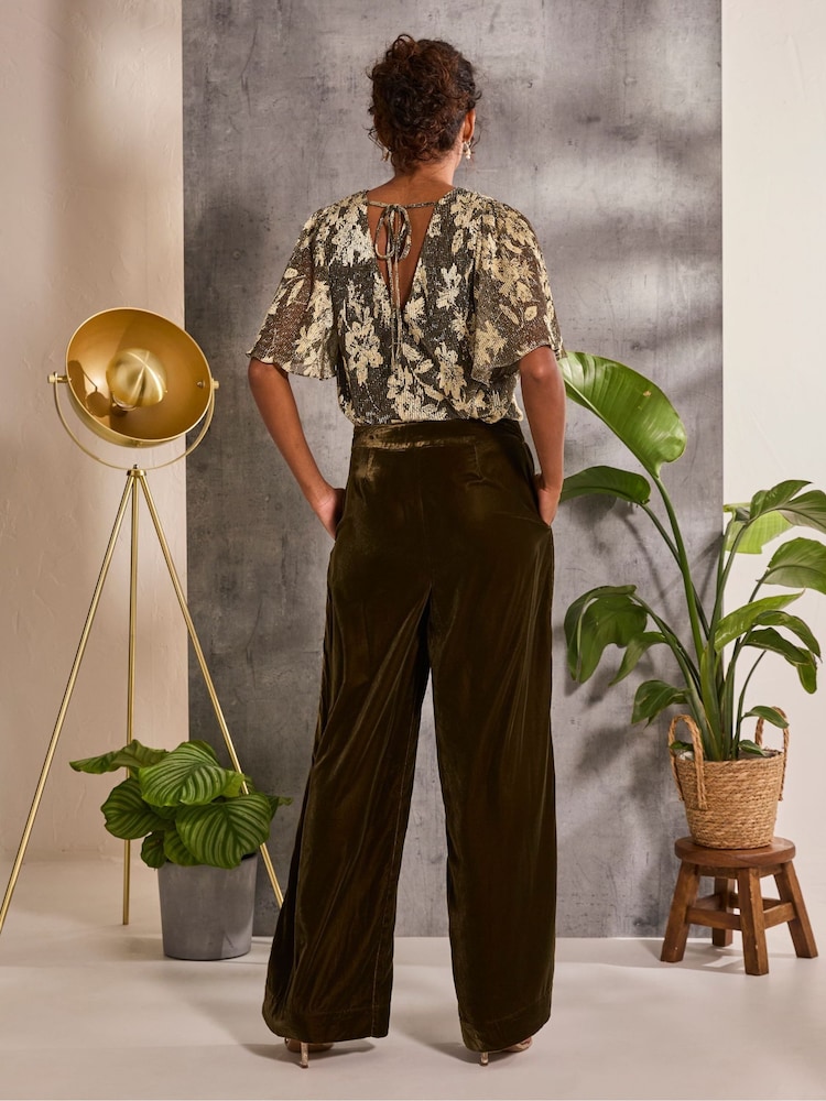 FatFace Ava Brown Velvet Trousers - Image 2 of 6