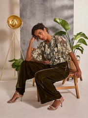 FatFace Ava Brown Velvet Trousers - Image 3 of 6